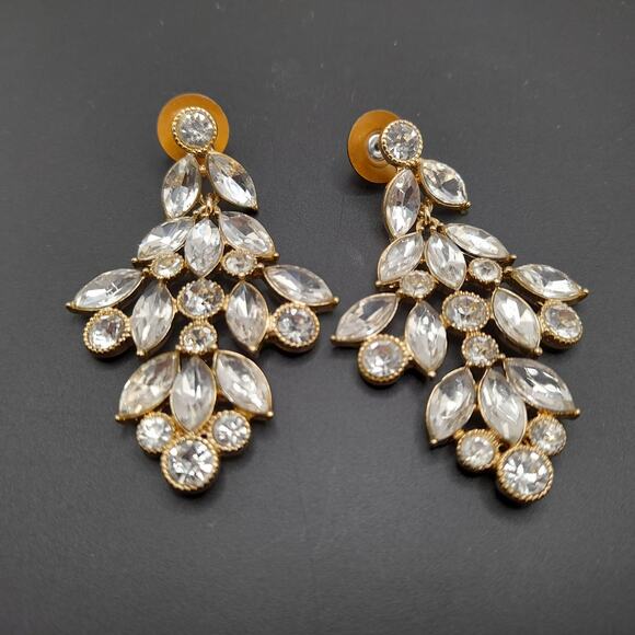 MONET Rhinestone Chandelier Earrings – Wedding / Holiday Glam - Picture 13 of 14